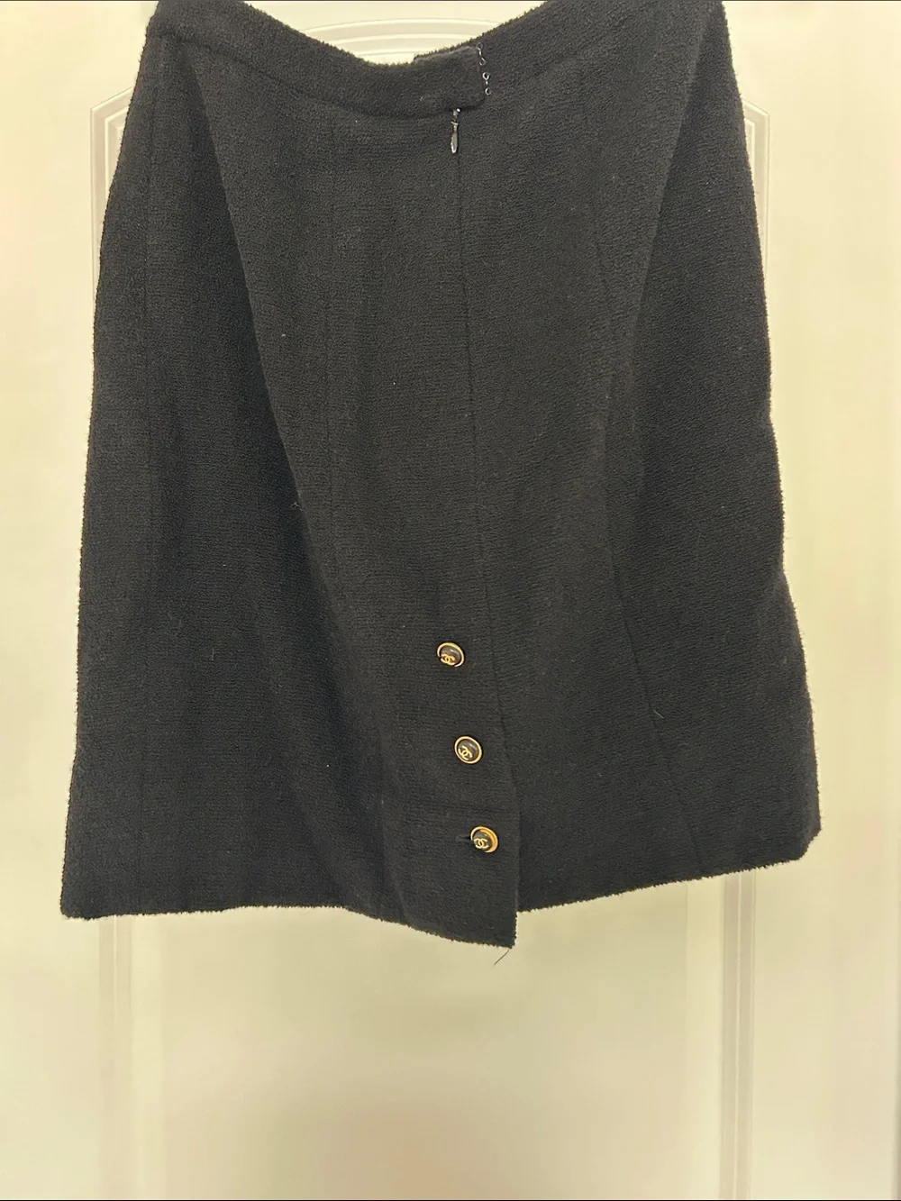 CHANEL Black A-Line Wool Skirt